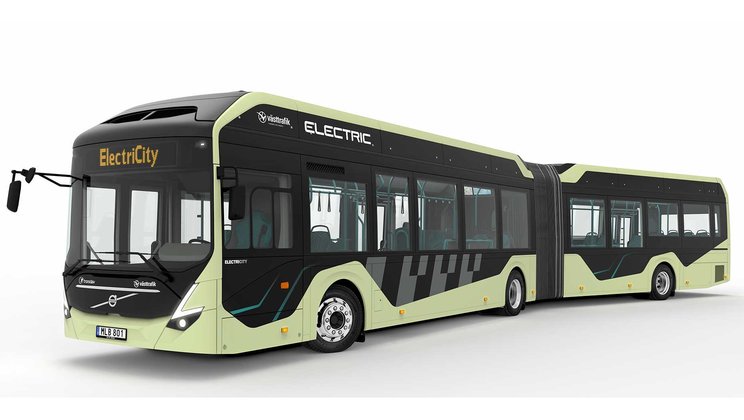 Electric articulated buses being tested in Gothenburg, Sweden